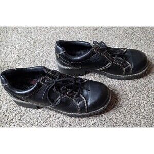 Vintage Chunky Platform Shoes Self Esteem Size 10 Black Lace Up Oxford Y2K